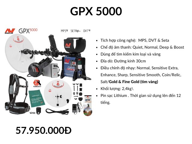 Thông số kỹ thuật máy kiểm tra quặng vàng GPX 5000
