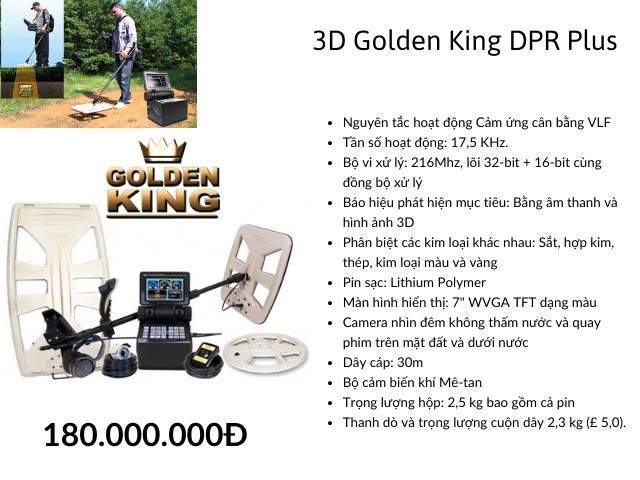 Thông số kỹ thuật thiết bị tìm vàng 3D Golden King DPR Plus