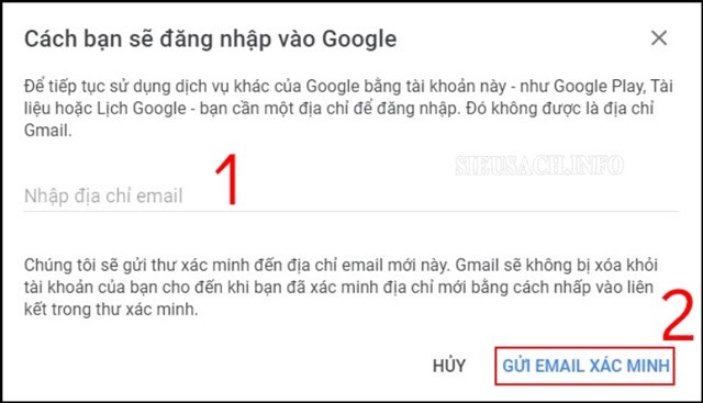 Gửi email xác minh rằng mình đang xóa tài khoản trên Gmail